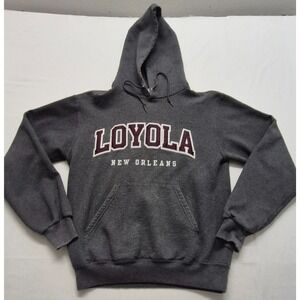 Loyola men's Grey front pocket  Hoodie sweatshirt drawstring sz. SM